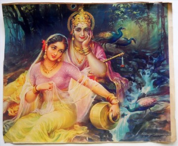 Radha et Krishna dans l’hindouisme Mood romantique Peinture à l'huile
